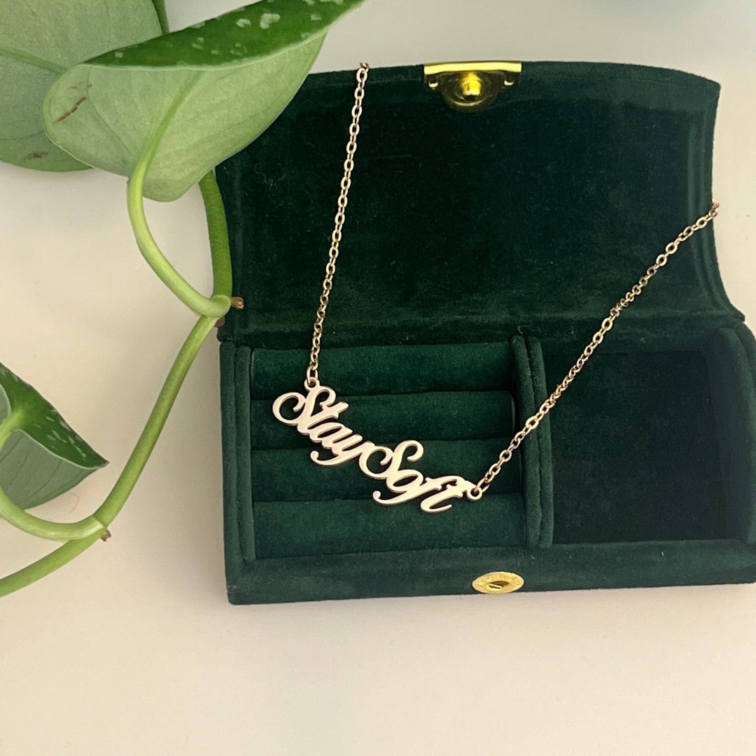 Stay Soft Script Necklace- Gold