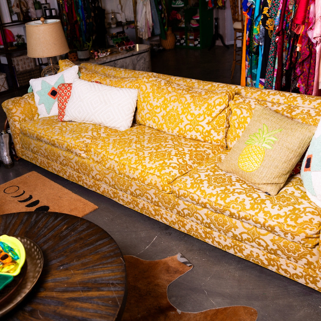 Gold/Mustard Vintage Brocade Couch-Excellent Condition