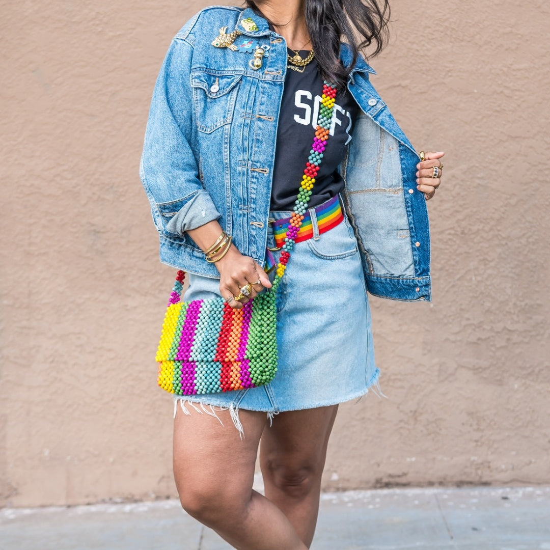 Cynthia Rowley Rainbow Beaded Crossbody Bag