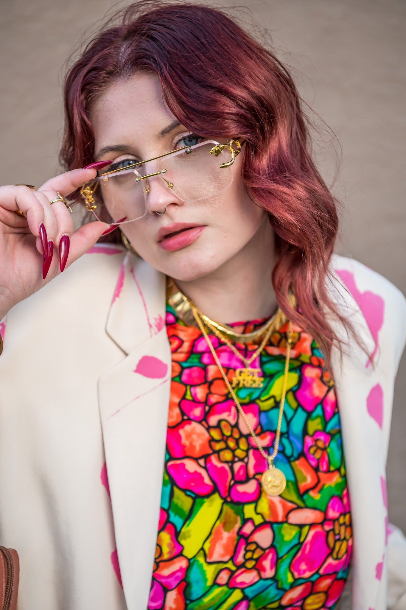 Gold Rimless Sunglasses