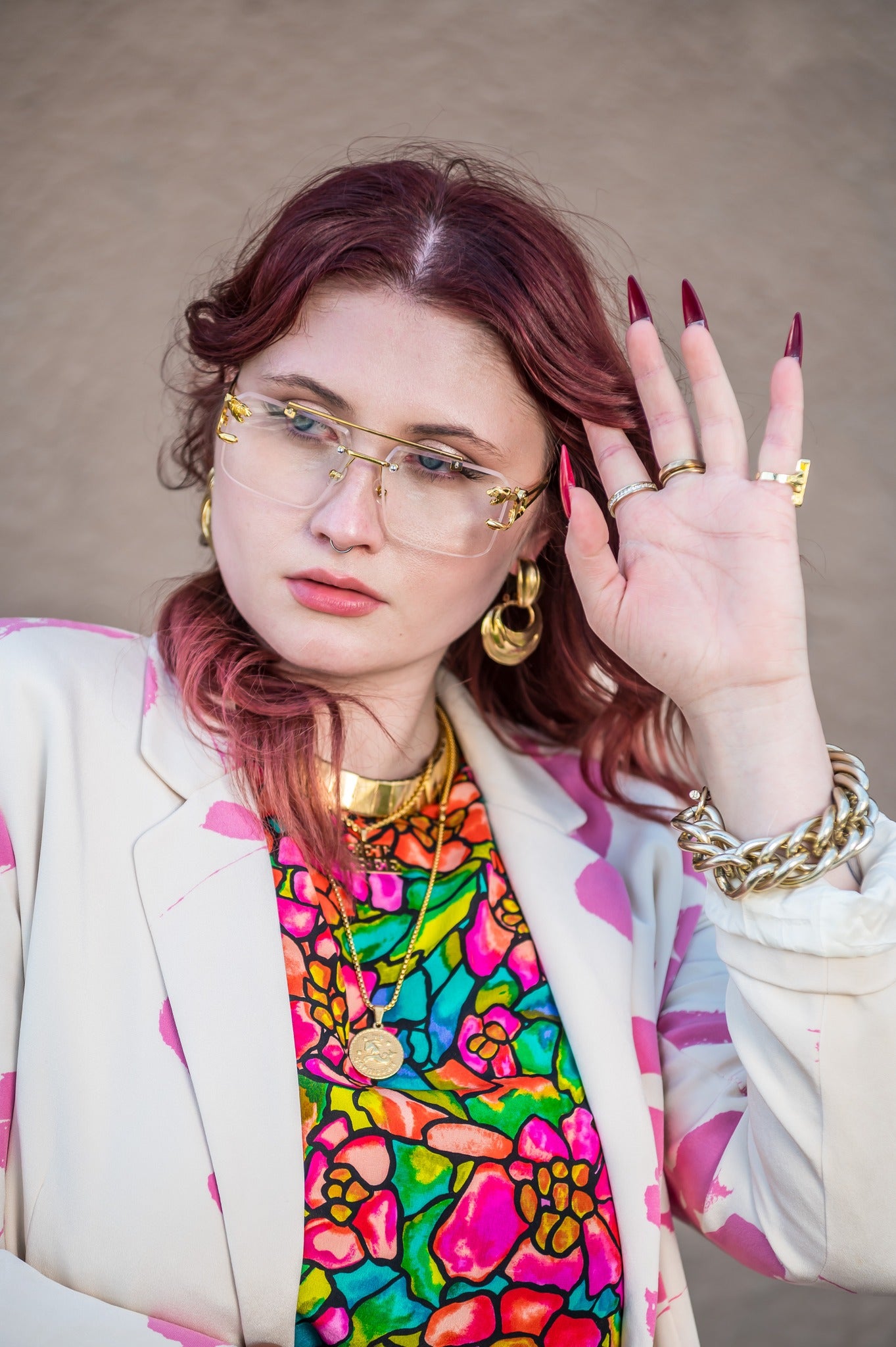 Gold Rimless Sunglasses