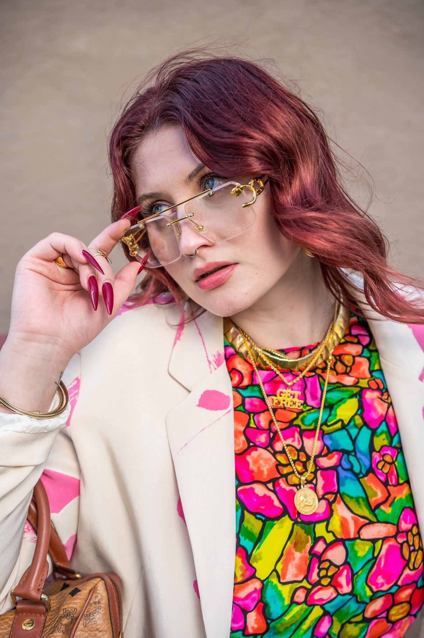 Gold Rimless Sunglasses