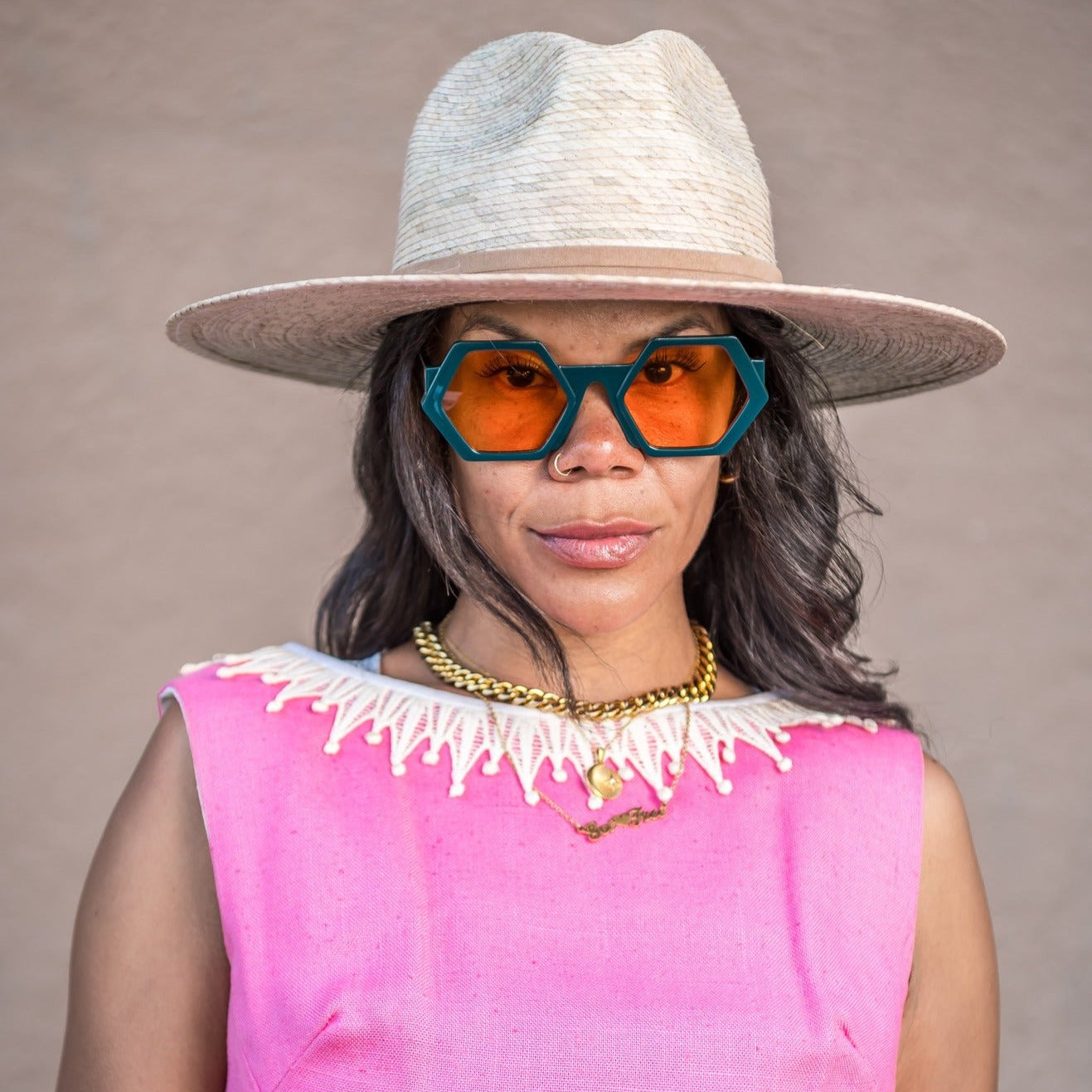 Green Hexagon Sunglasses