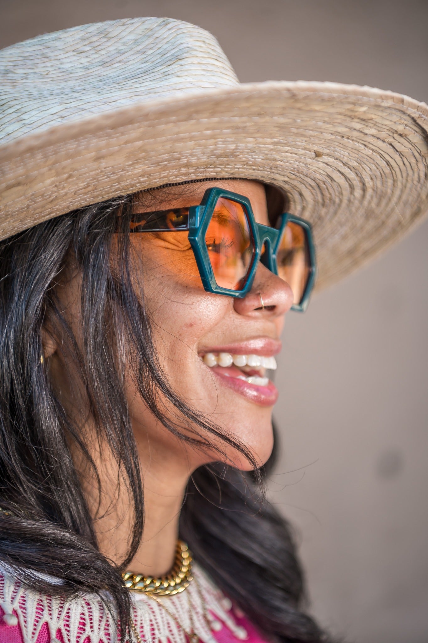 Green Hexagon Sunglasses