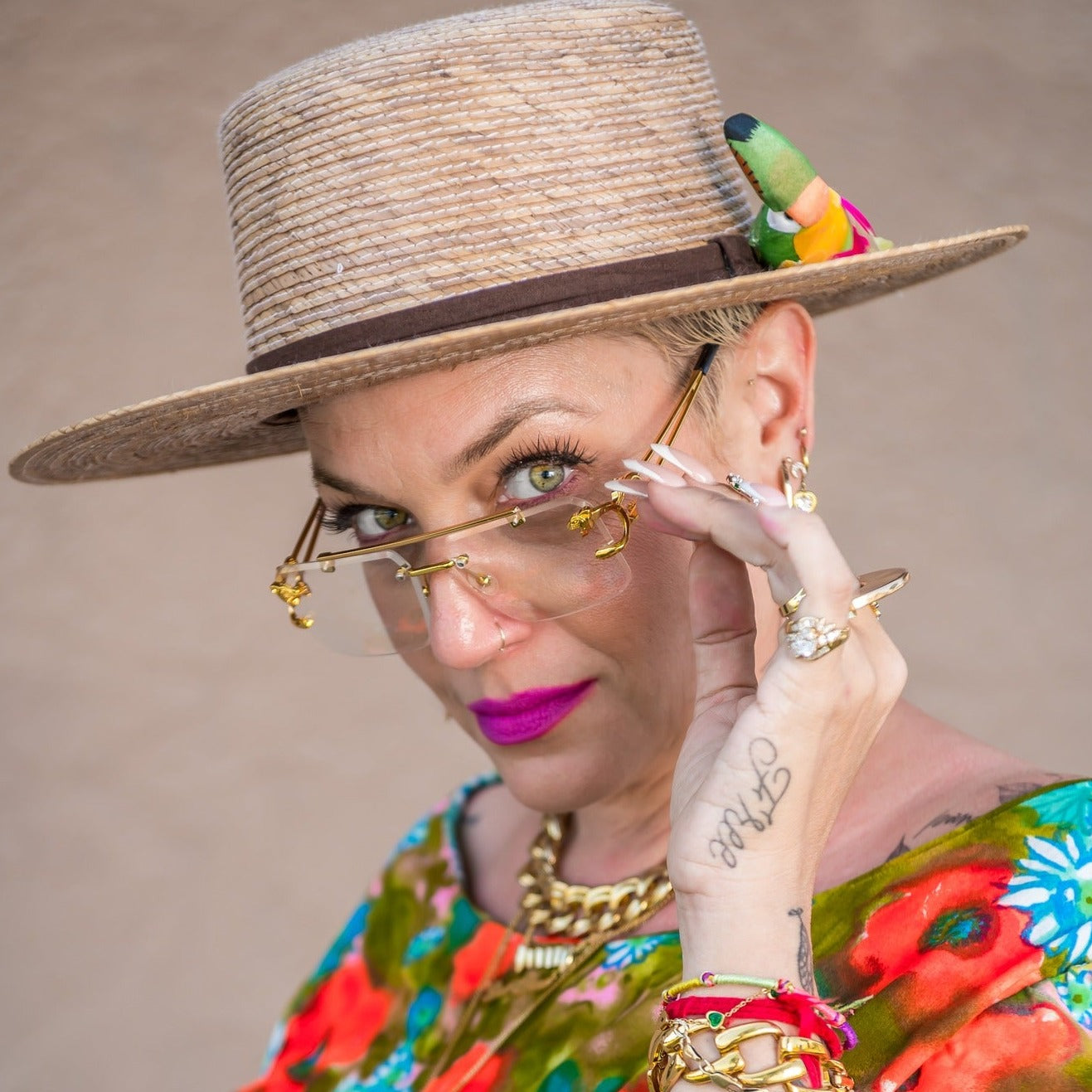 Gold Rimless Sunglasses