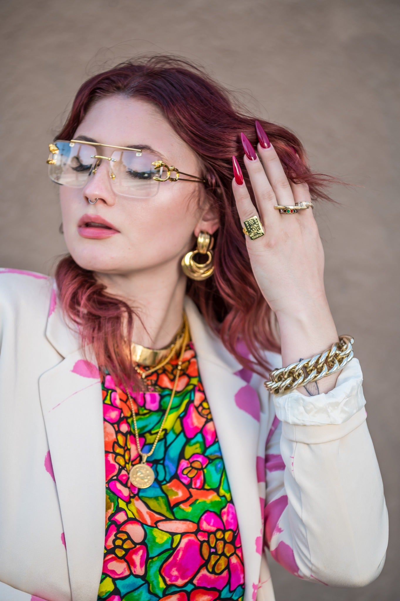 Gold Rimless Sunglasses