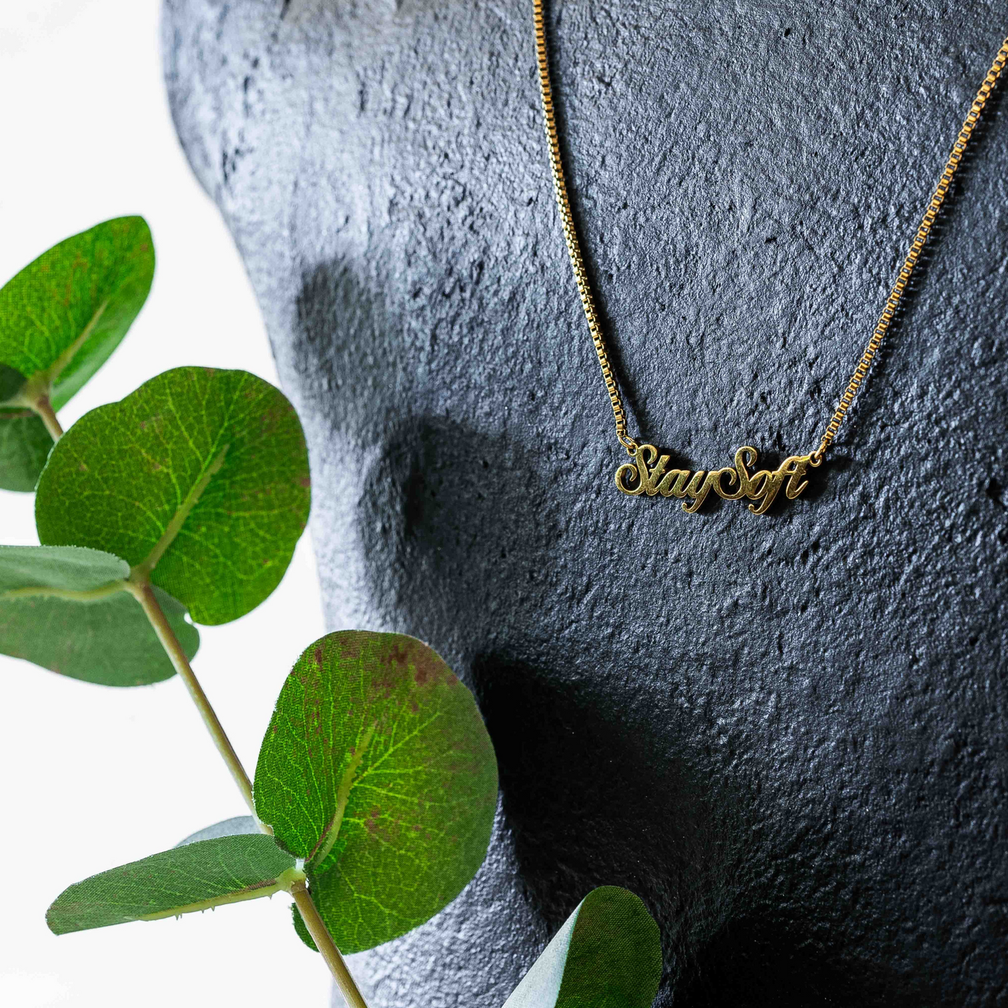 Stay Soft Script Necklace- Gold
