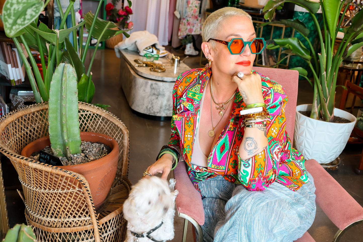 Green Hexagon Sunglasses