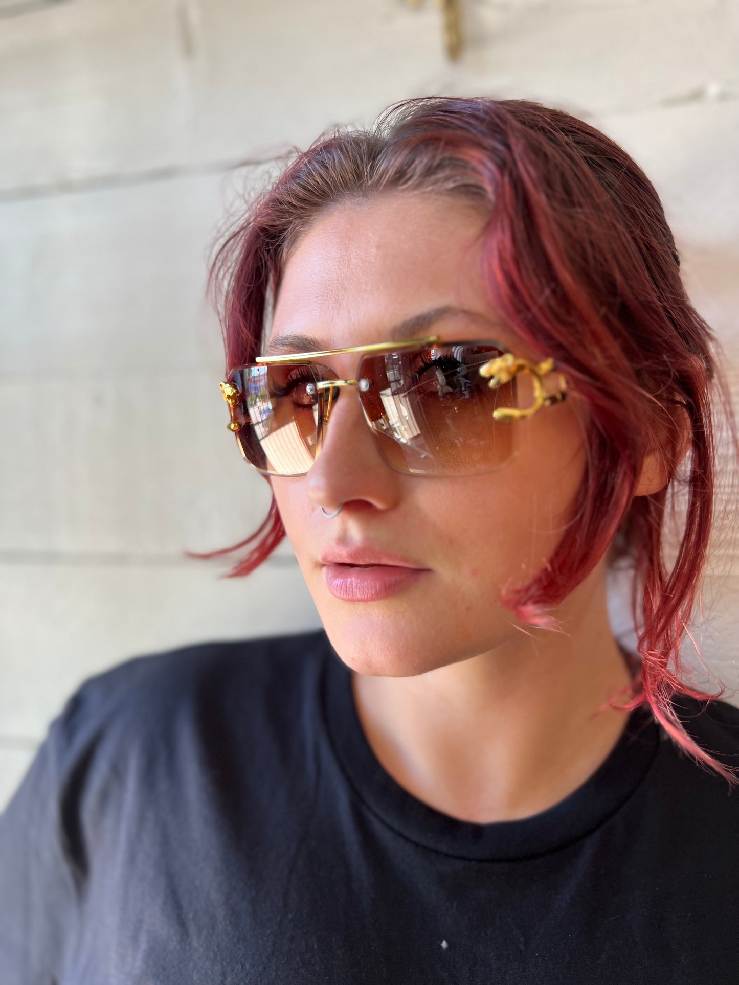 Gold Rimless Sunglasses