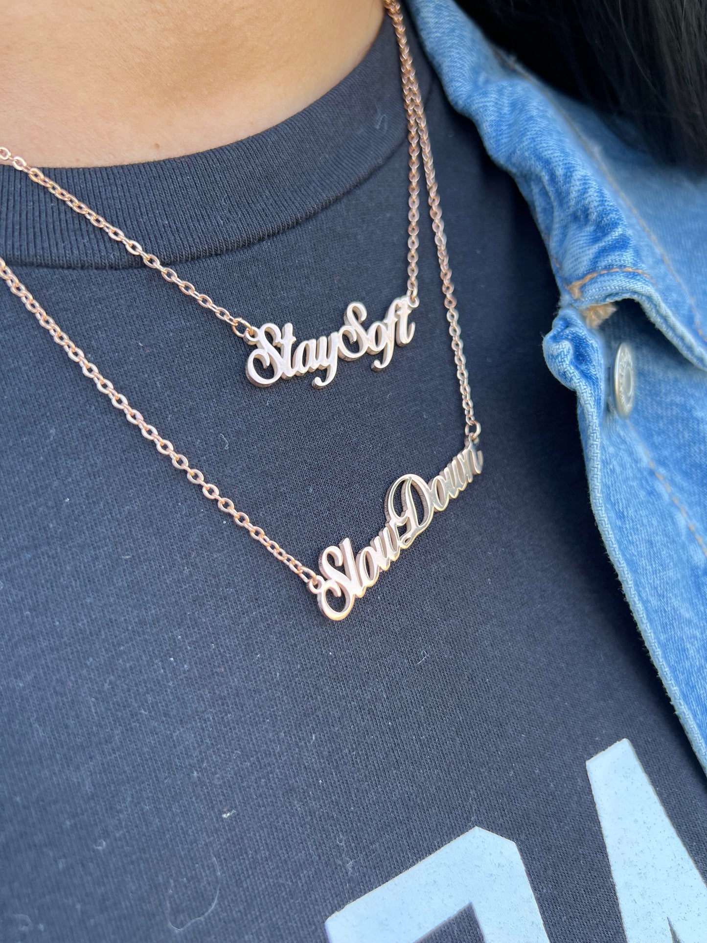 Stay Soft Script Necklace- Gold