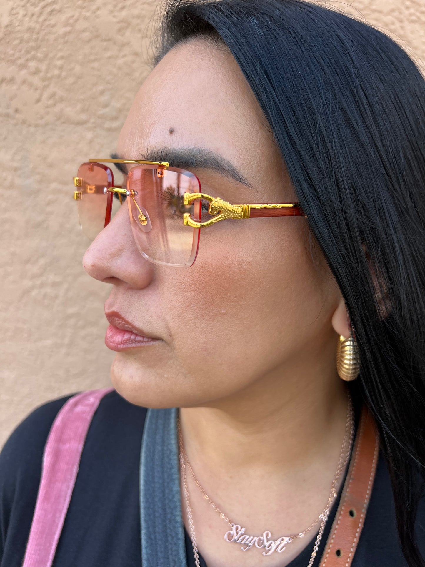 Gold Rimless Sunglasses