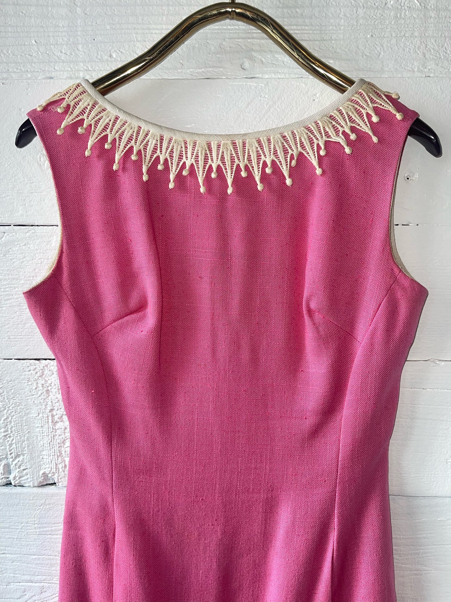 VNTG Pink Linen Shift Dresss