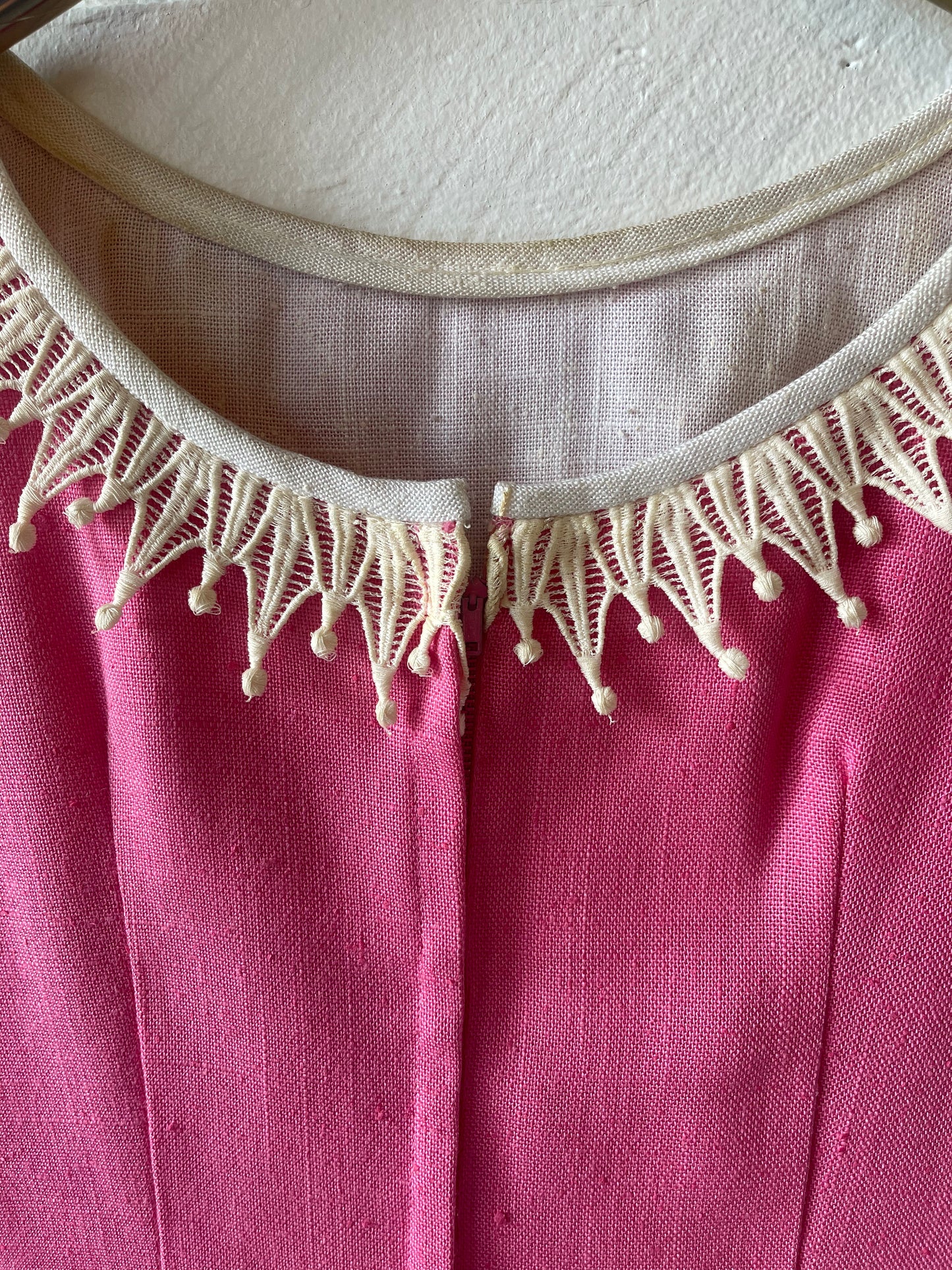 VNTG Pink Linen Shift Dresss