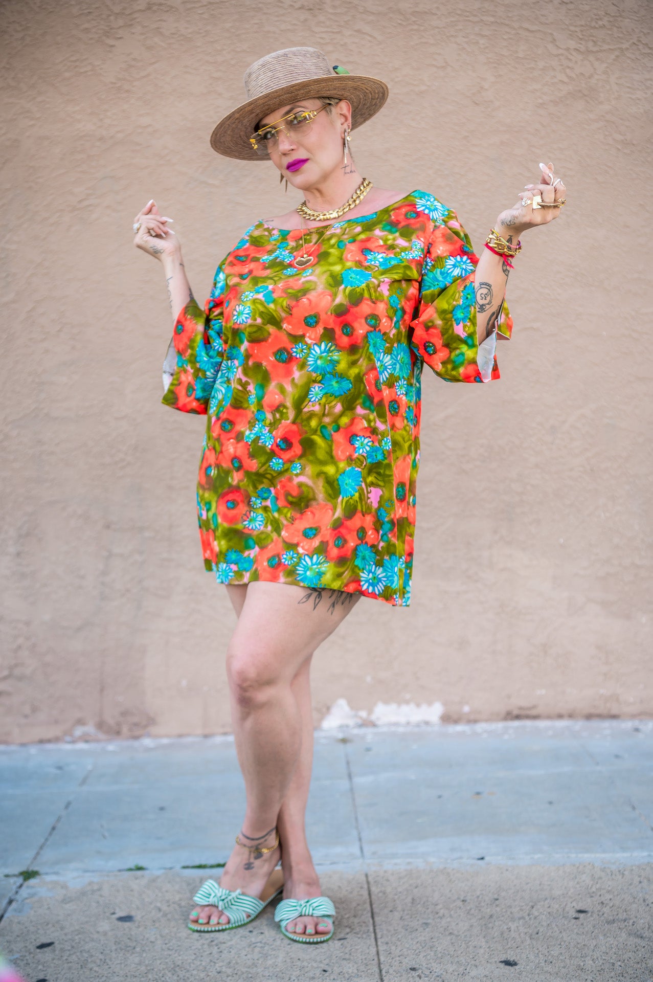 VNTG Short Multi-Colored Floral MuMu (Plus)