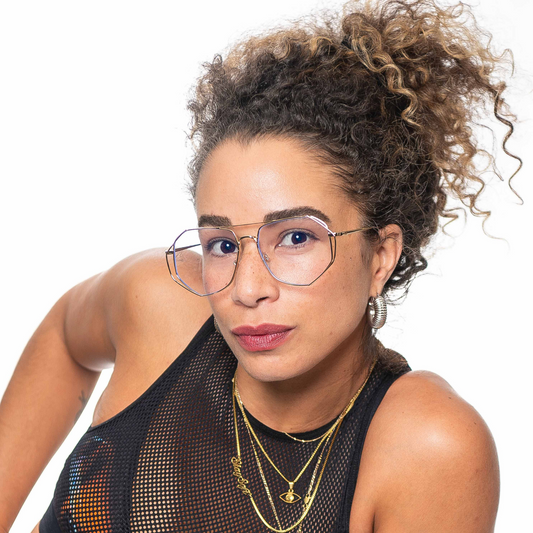 Gold Hexagon Clear Glasses