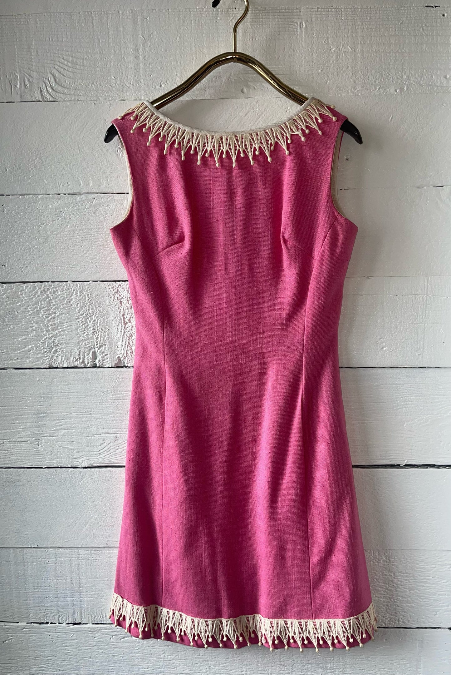 VNTG Pink Linen Shift Dresss