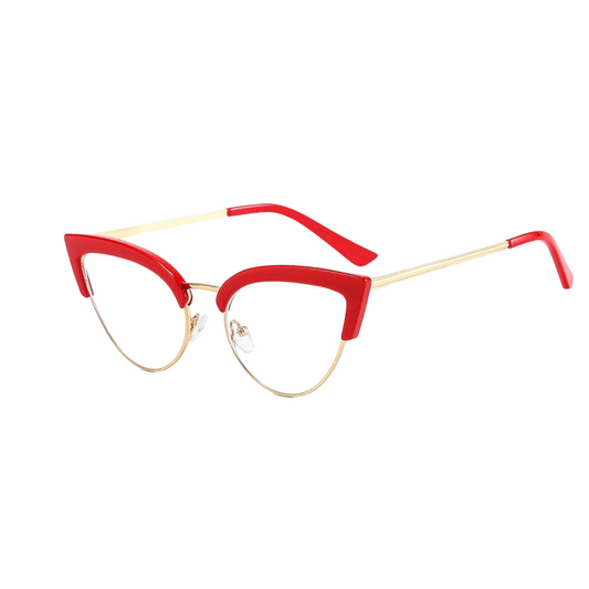 Red Cat Eye Clear Glasses